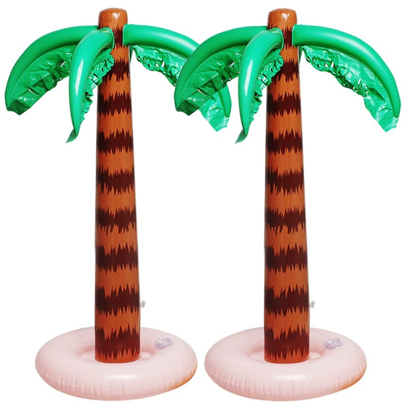 Aniann Inflatable Palm Tree Decoration, 2 Pack Jumbo Coconut Trees Beach Backdrop Favor Tropical Blow Up Hawaiian Summer Party Decor for Hawaiian Luau Party Decoration - Image 1